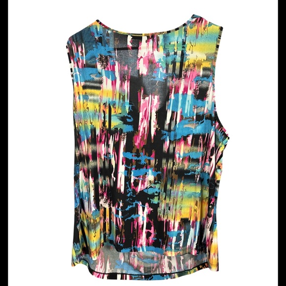 Peter Nygard Colorful Brushstroke Sleeveless Blouse Plus Size 1X - Picture 3 of 5